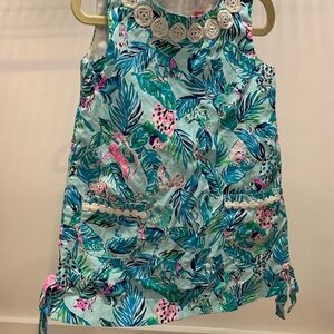 Lilly Pulitzer Girls Turquoise and White Floral Dress
